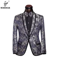 Wholesale- 2017  Clothing Suit Jacket Men&#039;s Custom Suits Silver Decorative Pattern Business Suit Pants Ceket Wedding Suit Blazer S-2XL