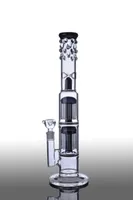 BIG straight 16 inches black glass bongs with double arm tree percs water pipe boro dab rigs with 18 mm joint