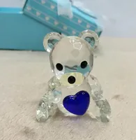 Cystal Baby shower favors for boys Crystal Teddy Bear Figurines Crafts Favors with blue Newborn Baby Gift Set 10pcs wholesale