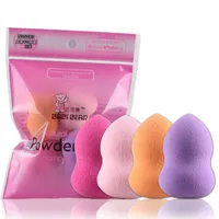 Venta al por mayor- 4 Color Mini Gourd Maquillaje Cosmetic Sponge Skuff Set Foundation Base Powder Cream Corrector Blusher Cosmetic Blending Woks Kit
