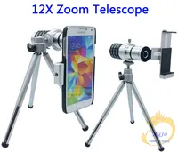 Evrensel Telefon Zoom Lens 12x Zoom Teleskop Tripod Amaç Kamera Telefoto Lens Samsung S3 S4 S5 Aktif Mini A7 / NEXUS 5/6/7