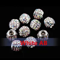 50 pcs / lot mode creuse argent plaqué clair AB strass perles de métal pour la fabrication de bijoux bricolage perles pour bracelet en gros en vrac faible prix
