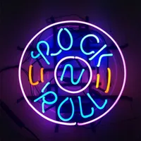 14 "Rock and Roll Real Glass Tube Neon Light Beer Bar Pub Club Decor Display Display