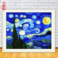 Promosyon DIY 5D Tam Elmas Mozaik Elmas Nakış Van Gogh'un gökyüzü Kare Elmas Boyama Çapraz Dikiş Kitleri Ev dekorasyon