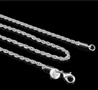 Ny högkvalitativ klassisk smycken silverpläterad kedja halsband Kvinnor / man halsband 3mm rep kedja g205