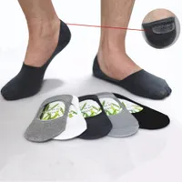 Atacado-mens meias chinelos de fibra de bambu antiderrapante silicone invisível barco meias homens / mulheres tornozelo meias 10 pcs = 5paras / lote