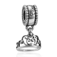 Groothandel 20 stks / partij mode prinses kroon verzilverd legering metalen dangle diy charms fit Europese armband ketting lage prijs