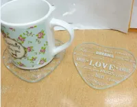 Livraison Gratuite 200pcs / 100set coeur lettres d'amour Verre Coaster Cup Mat Mariage Retour Cadeaux Fête D'anniversaire Favor