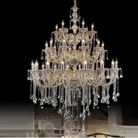 Lamp large crystal chandelier hotel project assembly hall church  duplex building stair hotel banqueting Lighting Fixture