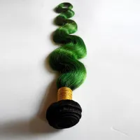Ton Ombre webt Peruanische Körperwelle Human Hair Schuss NEUER STERN T Farbe Haarverlängerungen 1b / grün 3bundles Kein Abscheide No Tangle