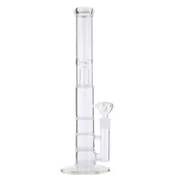Hookahs Triple Bell Cover Perc Bong Glas Vattenrör 17,5 inches Tall 5mm Tjock för rökning