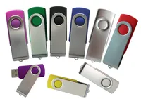 Toptan Özelleştirilmiş Logo Döner USB Flash Pen Drive 16GB Hafıza Sürücüsü Gümüş Kapak