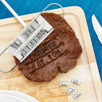 Persönlichkeit Steak Fleisch Barbecue BBQ Fleisch Brandeisen mit Wechselbuchstaben BBQ Werkzeugset Wechselbuchstaben 55 Buchstaben Leicht zu reinigendes Steakfleisch
