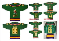 Hockey jerseys genaaid vintage anaheim mighty ducks film 33 Greg Goldberg 44 Fulton Reed 99 Adam Banks 21 Dean Portman 66 Bombay 9 Kariya Jerseys Green