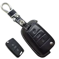 CarLeather Key Case Bag FOB Cover för Volkswagen VW Golf 7 MK7 GTI SKODA OCTAVIA A7 A 7 2014 2015 2016 Seat Leon Ibiza Nyckelring