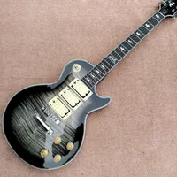 Custom Shop Ace Frehley Budokan Signatur Trans Black Flame Maple Top Electric Guitar 3 Pickup, Lightening Bolt Inlay