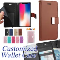 Premium Wallet Case voor iPhone XS MAX XR 8 7 Plus Flip Cover Kickstand Case voor Samsung S8 S9 Plus Leren Cover Case Opp zak