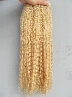 Brazilian Human Hair Extensions blonde Curly Weaves Queen Products 6130# 1bundles One lot Beauty Weft