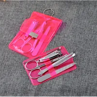 Partihandel-5PCS Rostfritt stål Nail Clipper Kit Set Manicure Pedicure Scissor Tweezer Kniv Ear Pick Nail Care Set