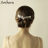 Sorbern Koreański Styl Bridal Headpieces Kobiety Hairpin Kobieta Rhinestone Piękny Kwiat Grzebień Włosów Tiara Akcesoria Ślubne Bridal