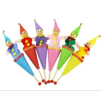 6pcs / mycket baby rolig popup marionetter / semesterförsäljning härlig clown hand hålls pinne marionett dockor för barn och barn gåva
