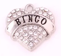 Bingo Crystal Heart Charms Hanger Gemengd Crystal Heart Love Men DIY Sieraden Rhodium Plated Fashion Findings Components Hot Sell