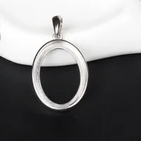 925 Sterling Silver 16x22mm Oval Cabochon Semi Mount Pendant Setting Jewelry