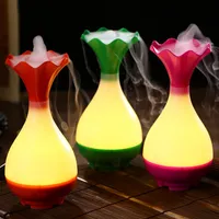Nouveau Vase Fleur USB Humidificateur Air Ultrasons Aromatherapy Diffuseur d’arôme d’huile Essentielle avec LED Veilleuse Brumisateur atomiseur pour la maison