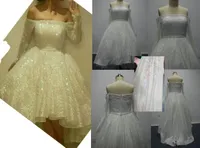 2017 Ivory Sequined Prom Dresses Ball Gown Blingbling Bateau Neckline with Long Sleeves Hi Lo Mid East Cocktail Gowns