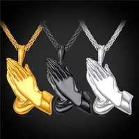 Dua Eller Takı Kardeş Hediye Kolye Kolye 18 K Gerçek Altın Kaplama Paslanmaz Çelik Erkekler Altın Zincir