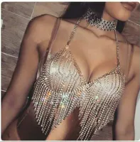 Bralette di cristallo Bralette Donna Corpo Catena gioielli Bikini Tassel Beach Harness Collana schiava Moda Catene Corpo Nuovissimo e di alta qualità
