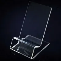 Universal Allmänt Klar transparent Acrylic Mount Holder Display Stativ som visas för iPhone Samsung Cellphone Mobiltelefon