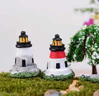 4ピースミニレジン灯台妖精ガーデンミニチュアGnome Moss Terrarium装飾工芸品盆栽家の装飾