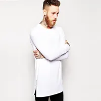 Moda Yüksek Sokak Hip Hop Dilek erkek Uzun Kollu Tee Yan Fermuar Dekorasyon Uzun Kollu T-Shirt Ile 100 Pamuk