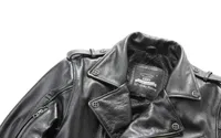 Adam Harley motosiklet giyim yaka eğik fermuar ceketler ilk katman hakiki deri erkek deri giyim mont ücretsiz kargo