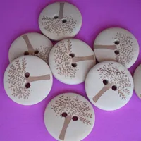 100-pack botões de madeira botões de abotoaduras vestuário botão da árvore do laser botão circular diy kids clothing decoration, acessórios de decoração de jóias