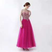 Fascinating A Line Sweetheart Tulle Evening Dress 2017 Beading Crystal Lace Up prom Party Gown Formal Wear Custom Made