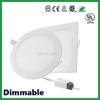 DHL free shipping Dimmable Round Square LED Panel Lights 6W 9W 12W 15W 18W 21W 30W 4-5-6-7-8-9-12 Inch Recessed LED Ceiling Light