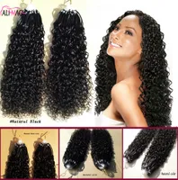 9A Micro Ring Hair Extensions 100% Virgin Human Hair Curly Micro Loop Hair Extensions Natural Black 100g Factory Direktförsäljning