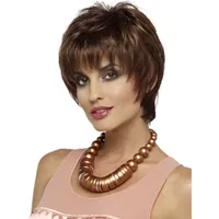 جودة عالية الكلاسيكية أزياء المرأة كانيكالون كامل شعر مستعار سيدة قصيرة مستقيمة الشعر peluca بيروكا femininas perruque