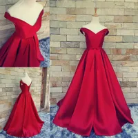 2019 A-Line Red Evening Dresses do arabskich Formalnych Kobiet V-Neck Celebrity Okazji Sprzedaż Tanie Modna Satynowa Długa Party Suknia XG
