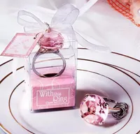 100 stks Diamond Ring Shape Sleutelhanger Sleutel Accessoires Keuze 5 Kleur Nieuwe Goedkope Home Party Gunsten Wedding Geschenken