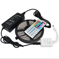 5M Led Strip 5050 SMD RGB Waterproof 300 LEDs/Roll with 44 keys IR Remote with 12V 5A Power Adapter used directly