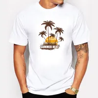 2017 Verão Calor T-shirt Dos Homens de Manga Curta Sunshine Palm Tree Impressão Legal T-shirt para Homens Algodão Casuais Plus Size Tshirt