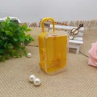 Akrylowe Wyczyść Mini Rolling Podróży Walizki Pudełka Pamiątki Pamiątki Giveays Candy Boxes Party Table Deco Prezent
