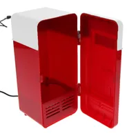 Wholesale- Desktop Mini USB gadget gadget boisson canetes de refroidisseur Réchauffeur Réfrigérateur Mini réfrigérateur avec réfrigérateur USB LED interne