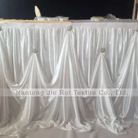 2 pcs 3m l * 29 polegada h novo design tabela saia luxo diamante pérola broche mesa de seda de gelo contornando para decoração de eventos de casamento