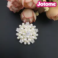 Flor perla rhinestone embellecimiento plano trasero botones para bodas artesanales