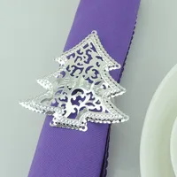 Groothandel- 20 stks Kerstboom Plated Servet Ring Servetiet Gesp Houder Hotel Wedding Party Gunst Decoratie