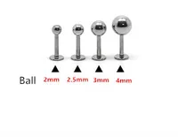 16G Anillo labial Labret piercing Ball Plain 316L acero quirúrgico moda Joyería piercing del cuerpo 100 unids / lote 2 mm 2.5 mm 3 mm 4 mm oído Tragus Pin mujeres